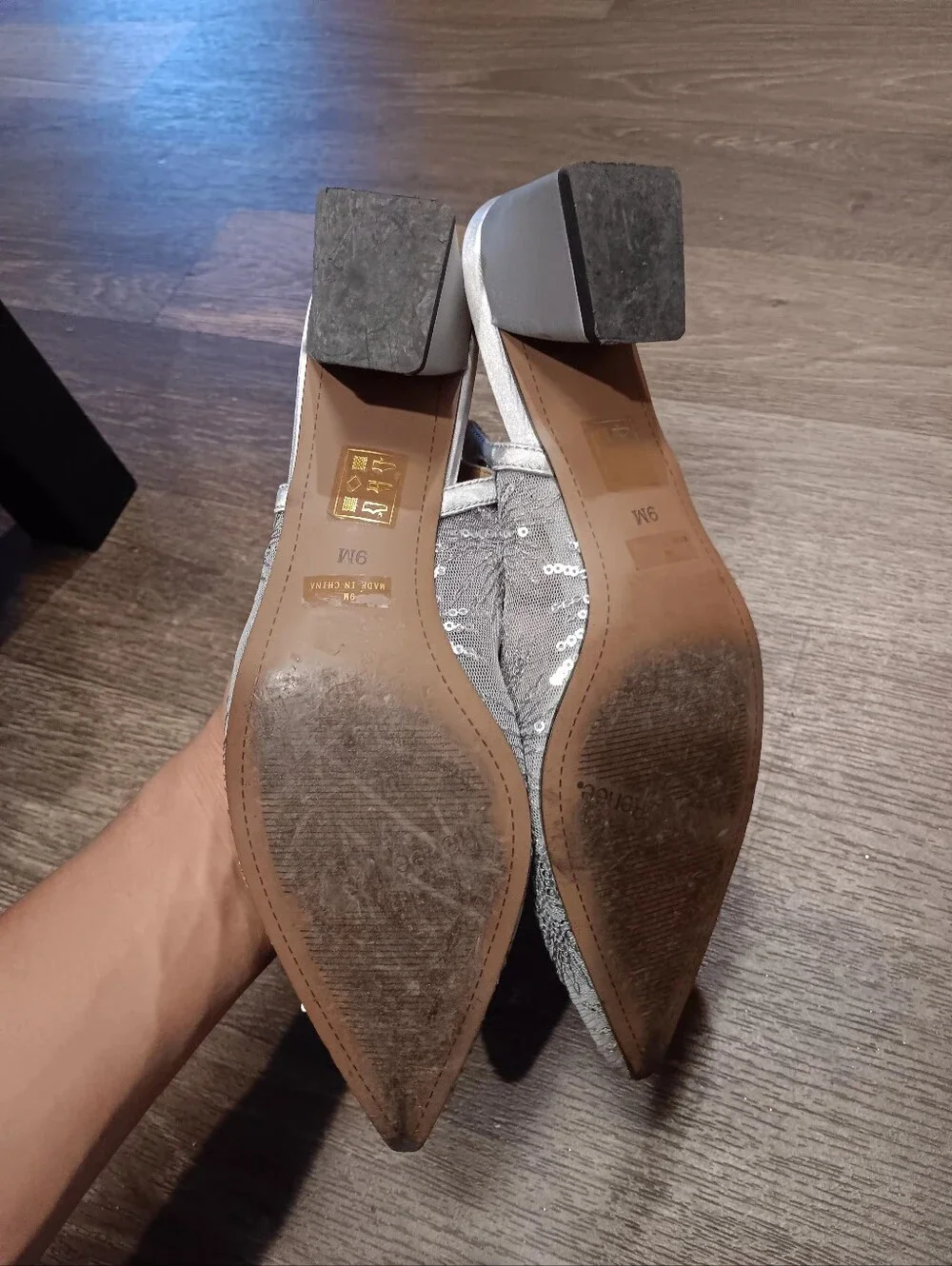 J.Renee Layton Rhinestone Embellished Slingback Pumps Silver